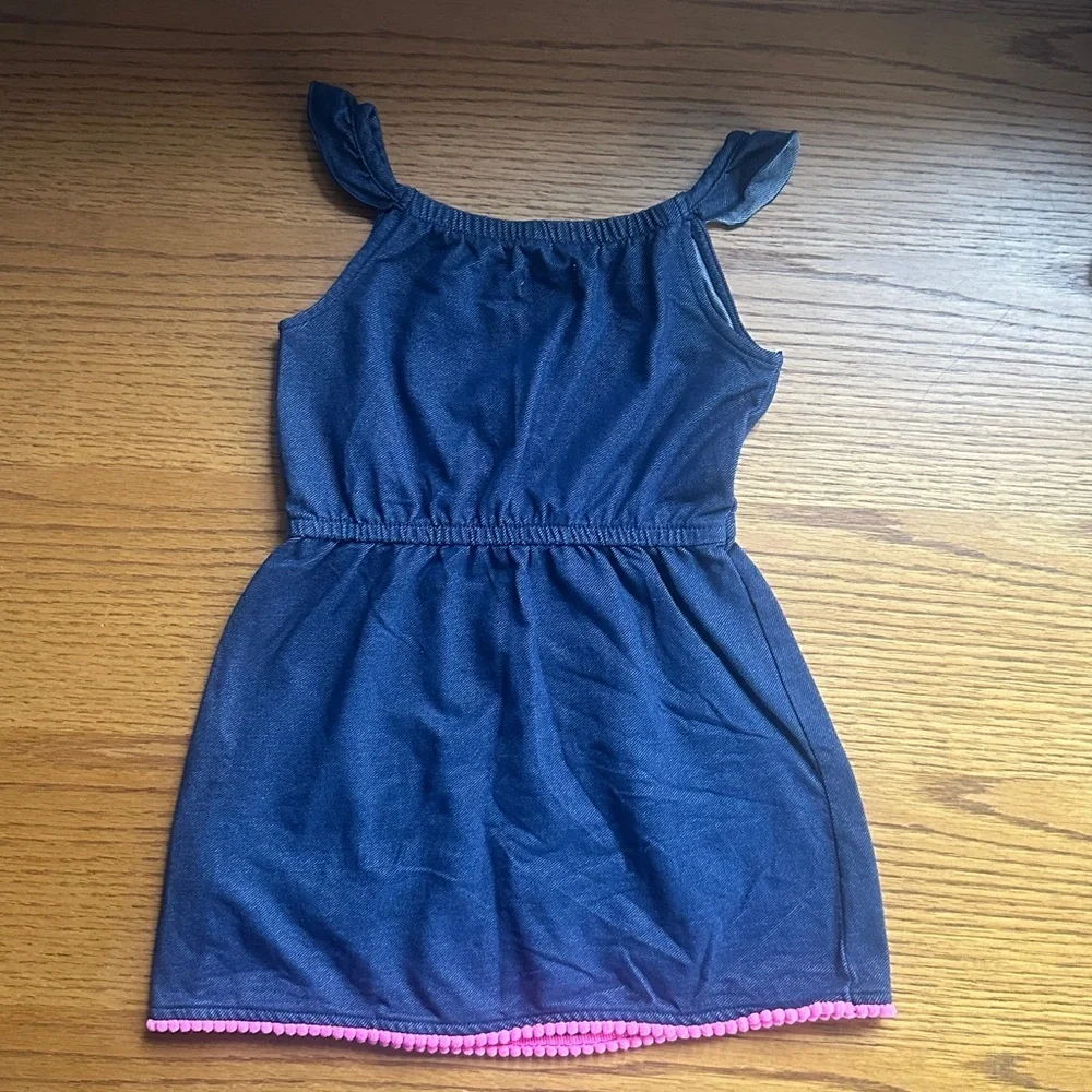 ❤️🆕 THE CHILDREN’S PLACE Navy Blue Kids Dress with Pink Embroidery 3T - Picture 5 of 5